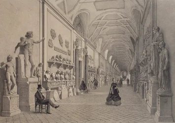 Vatikanische Museen, Chiaramonti-Galerie und der Eingang zur Braccio Nuovo Galerie, Rom, Illustration aus dem Album 